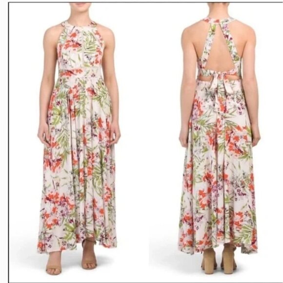 Abel the label Vienna floral halter tie back maxi dress - Picture 1 of 10